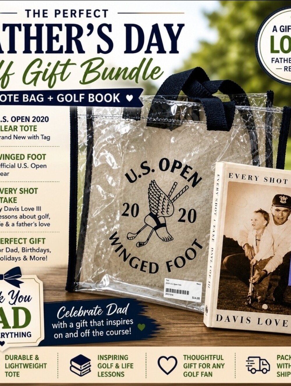 Father’s Day Golf Gift Bundle – Tote + Book Set ⛳